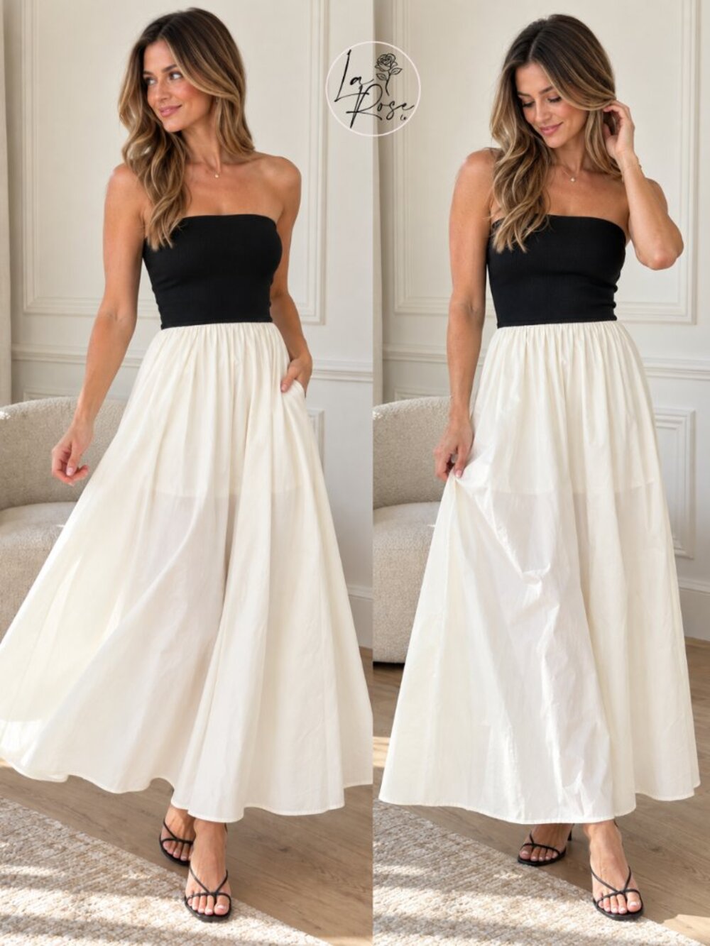 Ella Knit Strapless Top Woven Maxi Dress | Women's Fashion | Trendy